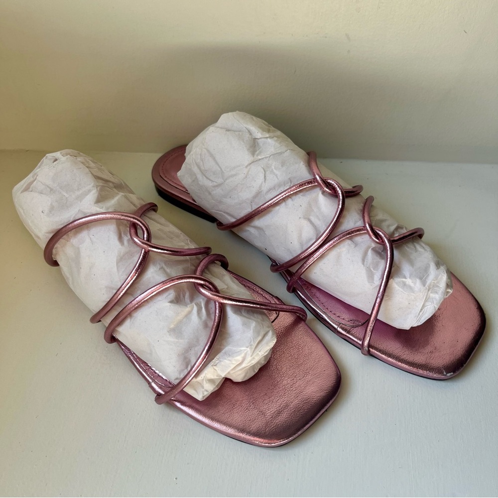 Anthropologie Maeve Strappy Sandal in Metallic Pink - Picture 5 of 8